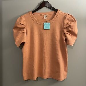Hayden Orange Puff Sleeve Ruffled Tee